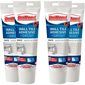 UniBond Anti Mould 2 in 1 Wall Tile Adhesive&Grout for Easy Tiling 300g, 4 Pack UniBond Anti Mould 2 in 1 Wall Tile Adhesive&Grout for Easy Tiling 300g, 4 Pack