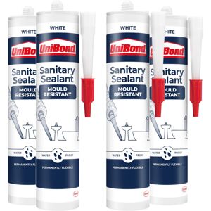 UniBond Mould Resistant Sanitary Sealant Cartridge White 274 g, 4 Pack UniBond Mould Resistant Sanitary Sealant Cartridge White 274 g, 4 Pack