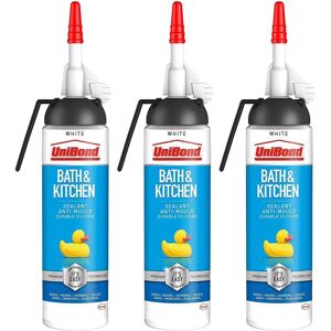 UniBond Mould Resistant Bath & Kitchen Silicone Sealant White, 104g, 3pk UniBond Mould Resistant Bath & Kitchen Silicone Sealant White, 104g, 3pk