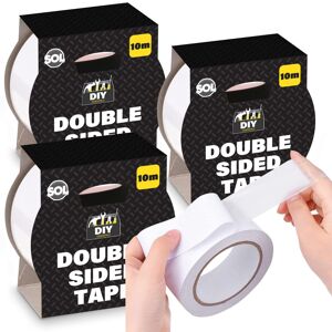 SOL 3pk Clear Double-Sided Tape – 10M x 48mm Heavy-Duty Sticky Tape for Craft, Mount SOL 3pk Clear Double-Sided Tape – 10M x 48mm Heavy-Duty Sticky Tape for Craft, Mount