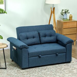 (Blue) HOMCOM Click Clack Sofa Bed 2 Seater Sofa Bed for Living Room (Blue) HOMCOM Click Clack Sofa Bed 2 Seater Sofa Bed for Living Room