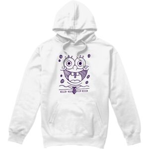(M, White) SpongeBob SquarePants Mens Grin Felt Pen Hoodie (M, White) SpongeBob SquarePants Mens Grin Felt Pen Hoodie
