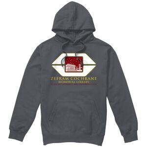 (L, Charcoal) Star Trek Mens Cochrane Library Hoodie (L, Charcoal) Star Trek Mens Cochrane Library Hoodie