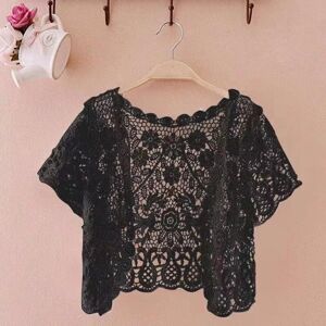 Unbranded (M, black) White Black Apricot Women Short Sleeve Shrug Bolero Lace Wedding Brid Unbranded (M, black) White Black Apricot Women Short Sleeve Shrug Bolero Lace Wedding Brid