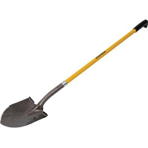Roughneck Heavy Duty Shovel with Long Handle and Sharp Serrated Edge for Slicing Roughneck Heavy Duty Shovel with Long Handle and Sharp Serrated Edge for Slicing