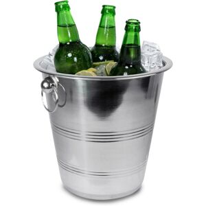 GEEZY Ice Bucket Stainless Steel Wine Champagne Ribbed Rings 4 L Cooler Mirror F GEEZY Ice Bucket Stainless Steel Wine Champagne Ribbed Rings 4 L Cooler Mirror F