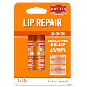 O'Keeffe's Lip Repair Unscented Lip Balm, Twin Pack, 2 x 4.2 g - For Extremely D O'Keeffe's Lip Repair Unscented Lip Balm, Twin Pack, 2 x 4.2 g - For Extremely D