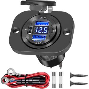 Unbranded 12 Volt USB Charging Port,Blue LED Voltage Display, QC3.0 and PD3.0 Motorcycle U Unbranded 12 Volt USB Charging Port,Blue LED Voltage Display, QC3.0 and PD3.0 Motorcycle U