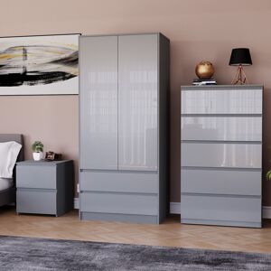 Vida Designs (Grey) Glinton 3pc Bedroom Furniture Set High Gloss (3) Vida Designs (Grey) Glinton 3pc Bedroom Furniture Set High Gloss (3)