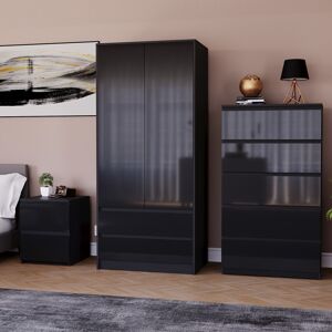 Vida Designs (Black) Glinton 3pc Bedroom Furniture Set High Gloss (3) Vida Designs (Black) Glinton 3pc Bedroom Furniture Set High Gloss (3)