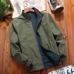 Unbranded (army green, S) Spring and Summer Men's Reversible Stand Collar Casual Jacket Unbranded (army green, S) Spring and Summer Men's Reversible Stand Collar Casual Jacket