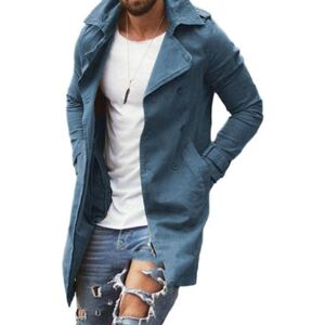 Unbranded (blue, L) Men Autumn Coat Solid Color Slim Fit Mid Length Lapel Plus Size Pocket Unbranded (blue, L) Men Autumn Coat Solid Color Slim Fit Mid Length Lapel Plus Size Pocket