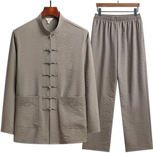 Unbranded (green, 180) Chinese Traditional Clothing Set Man Fall Linen Buckle Kung Fu Shir Unbranded (green, 180) Chinese Traditional Clothing Set Man Fall Linen Buckle Kung Fu Shir