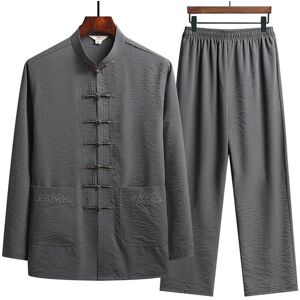 Unbranded (dark grey, 165) Chinese Traditional Clothing Set Man Fall Linen Buckle Kung Fu Unbranded (dark grey, 165) Chinese Traditional Clothing Set Man Fall Linen Buckle Kung Fu