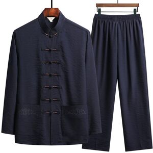 Unbranded (navy blue, 170) Chinese Traditional Clothing Set Man Fall Linen Buckle Kung Fu Unbranded (navy blue, 170) Chinese Traditional Clothing Set Man Fall Linen Buckle Kung Fu