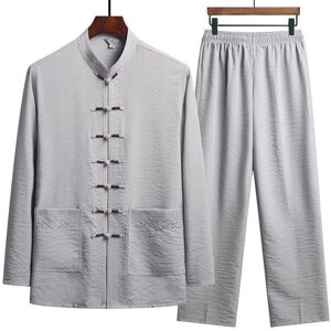 Unbranded (light grey, 185) Chinese Traditional Clothing Set Man Fall Linen Buckle Kung Fu Unbranded (light grey, 185) Chinese Traditional Clothing Set Man Fall Linen Buckle Kung Fu