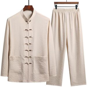 Unbranded (khaki, 185) Chinese Traditional Clothing Set Man Fall Linen Buckle Kung Fu Shir Unbranded (khaki, 185) Chinese Traditional Clothing Set Man Fall Linen Buckle Kung Fu Shir