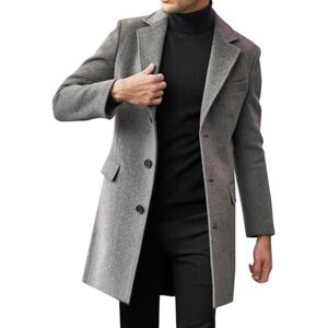 Unbranded (grey, L) Men Winter Solid Color Suit Coat Lapel Long Sleeve Flap Pockets Single Unbranded (grey, L) Men Winter Solid Color Suit Coat Lapel Long Sleeve Flap Pockets Single