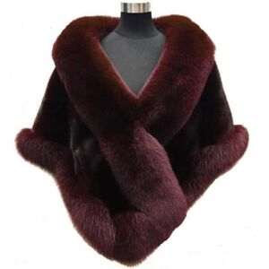 Unbranded (wine red) Thickened Warm Mink Fox Fluffy Cape Coat Solid Color Women Winter Fau Unbranded (wine red) Thickened Warm Mink Fox Fluffy Cape Coat Solid Color Women Winter Fau
