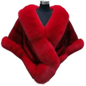 Unbranded (red) Thickened Warm Mink Fox Fluffy Cape Coat Solid Color Women Winter Faux Fur Unbranded (red) Thickened Warm Mink Fox Fluffy Cape Coat Solid Color Women Winter Faux Fur