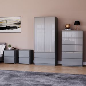 Vida Designs (Grey) Glinton 4pc Bedroom Furniture Set High Gloss (3) Vida Designs (Grey) Glinton 4pc Bedroom Furniture Set High Gloss (3)