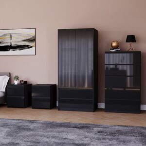 Vida Designs (Black) Glinton 4pc Bedroom Furniture Set High Gloss (3) Vida Designs (Black) Glinton 4pc Bedroom Furniture Set High Gloss (3)