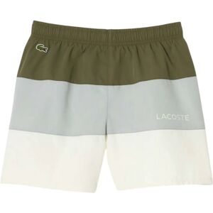 (4 Years, Green/Grey/White) Lacoste Boys Colour Block Taffeta Swimming Trunks (4 Years, Green/Grey/White) Lacoste Boys Colour Block Taffeta Swimming Trunks