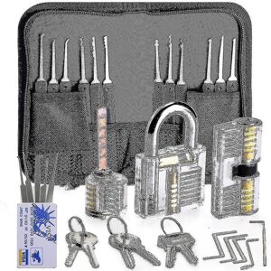 Kikidex (As show, One size) 30-piece Lock Picking Set, Lock Pick Set With 3 Transparent Kikidex (As show, One size) 30-piece Lock Picking Set, Lock Pick Set With 3 Transparent
