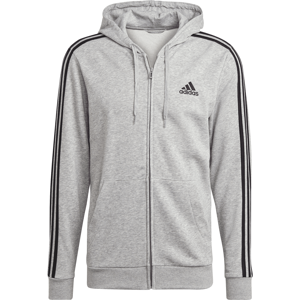 (S, Grey) Adidas Mens Essentials 3 Stripes Full Zip Hoodie (S, Grey) Adidas Mens Essentials 3 Stripes Full Zip Hoodie