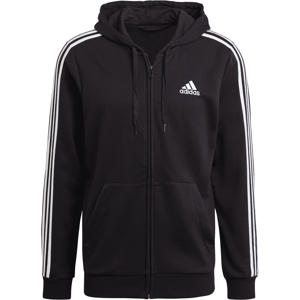 (S, Black) Adidas Mens Essentials 3 Stripes Full Zip Hoodie (S, Black) Adidas Mens Essentials 3 Stripes Full Zip Hoodie