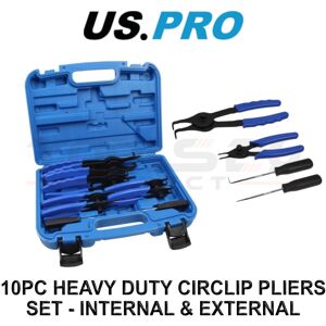 US PRO 10pc Heavy Duty Circlip Pliers Set - Internal & External 7400 US PRO 10pc Heavy Duty Circlip Pliers Set - Internal & External 7400