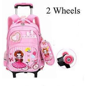 Unbranded (2 wheels pink, One size) Kid Trolley School backpack wheeled bag for School Tr Unbranded (2 wheels pink, One size) Kid Trolley School backpack wheeled bag for School Tr