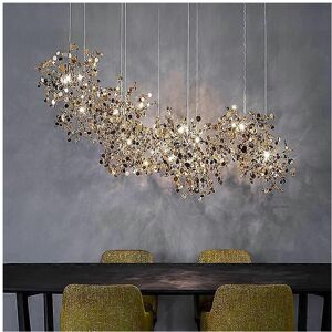 Unbranded (As show, One size) Nordic modern personality stainless steel chrome leaf LED ch Unbranded (As show, One size) Nordic modern personality stainless steel chrome leaf LED ch