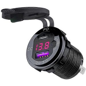 Unbranded (Redred light, One size) 12V Aluminum USB C Car Charger Socket PD 20W and QC3.0 Unbranded (Redred light, One size) 12V Aluminum USB C Car Charger Socket PD 20W and QC3.0