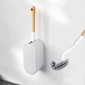 Unbranded (As show, One size) Toilet Brush And Holder With Lid Set, Curved Design Angled T Unbranded (As show, One size) Toilet Brush And Holder With Lid Set, Curved Design Angled T