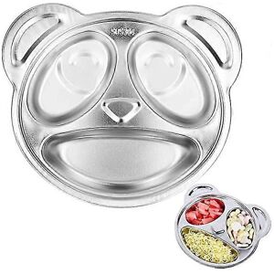 Unbranded (As show, One size) Kids Divided Plate, 3-compartment Panda Shape Stainless Stee Unbranded (As show, One size) Kids Divided Plate, 3-compartment Panda Shape Stainless Stee