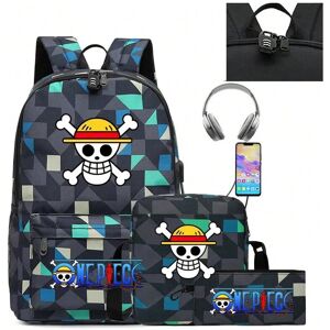 Gaatpot (Upgraded -04) 3PC-SET One Piece Luffy Schoolbag Recharged Backpack Student One Gaatpot (Upgraded -04) 3PC-SET One Piece Luffy Schoolbag Recharged Backpack Student One
