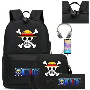 Gaatpot (Upgraded -03) 3PC-SET One Piece Luffy Schoolbag Recharged Backpack Student One Gaatpot (Upgraded -03) 3PC-SET One Piece Luffy Schoolbag Recharged Backpack Student One