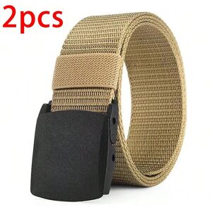 Gaatpot (2pcs Khaki, 120cm) Men's Belt Outdoor Casual Canvas Belt Metal Free Training Ny Gaatpot (2pcs Khaki, 120cm) Men's Belt Outdoor Casual Canvas Belt Metal Free Training Ny