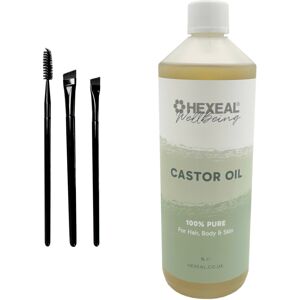 Hexeal Castor Oil 1L with 3 Pack of Brushes – 100% Pure, Cold Pressed & Food Gra Hexeal Castor Oil 1L with 3 Pack of Brushes – 100% Pure, Cold Pressed & Food Gra