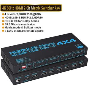 Unbranded (US Power Plug, ZY-HM42) 4x4 HDMI-compatible Matrix Switch Splitter with SPDIF & Unbranded (US Power Plug, ZY-HM42) 4x4 HDMI-compatible Matrix Switch Splitter with SPDIF &