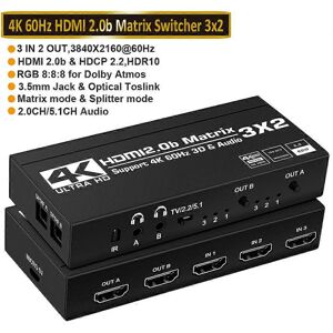Unbranded (EU Power Plug, ZY-HM32) 2x2 HDMI-compatible Matrix Switch Splitter with SPDIF & Unbranded (EU Power Plug, ZY-HM32) 2x2 HDMI-compatible Matrix Switch Splitter with SPDIF &