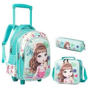 Unbranded (green, One size) children school Trolley backpack Bag kids School wheeled backp Unbranded (green, One size) children school Trolley backpack Bag kids School wheeled backp