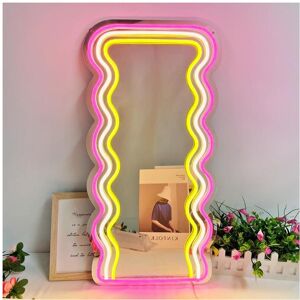 Unbranded (one-size, pink + white + yellow.) Wavy Mirror Neon Signs for Wall Decor,USBPowe Unbranded (one-size, pink + white + yellow.) Wavy Mirror Neon Signs for Wall Decor,USBPowe
