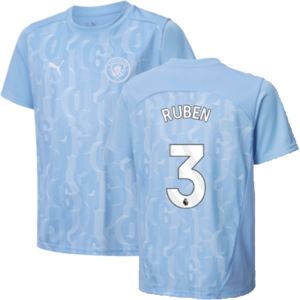 Puma (XLB) 2024-2025 Man City Prematch SS Shirt (Light Blue) - Kids (Ruben 3) Puma (XLB) 2024-2025 Man City Prematch SS Shirt (Light Blue) - Kids (Ruben 3)