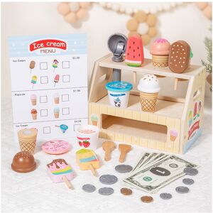 Unbranded (Natural Wood) Ice Wooden Cream Shop Cashier Children Toys Set For Kids Role Pre Unbranded (Natural Wood) Ice Wooden Cream Shop Cashier Children Toys Set For Kids Role Pre