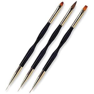 Unbranded (As show, One size) 3 Pack Double Ended Nail Art Pens, Acrylic Round Flat Brush Unbranded (As show, One size) 3 Pack Double Ended Nail Art Pens, Acrylic Round Flat Brush