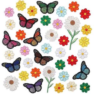 Unbranded (As show, One size) 39 butterfly iron sewn clothing patches, decorative embroide Unbranded (As show, One size) 39 butterfly iron sewn clothing patches, decorative embroide