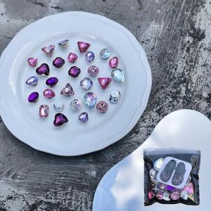 Unbranded (As show, One size) 28pcs Cross Hole Accessories DIY Pink Sweet Crystal Gems Dec Unbranded (As show, One size) 28pcs Cross Hole Accessories DIY Pink Sweet Crystal Gems Dec