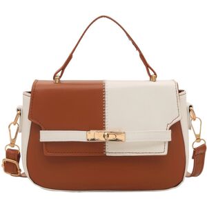 Unbranded (Brown) Retro Shoulder Crossbody Bag With Color Blocking Design And Buckle Decor Unbranded (Brown) Retro Shoulder Crossbody Bag With Color Blocking Design And Buckle Decor